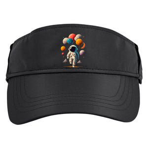 Astronaut Holding Solar System Planets Balloons in Space Adult Drive Performance Visor