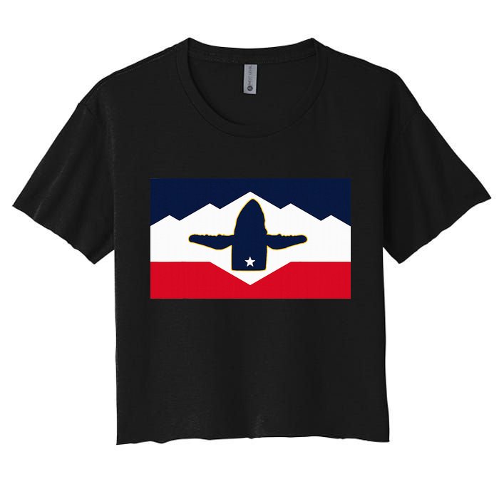 All Hail The Whale New Utah Flag Salt Lake City Slc Design Women's Crop Top Tee