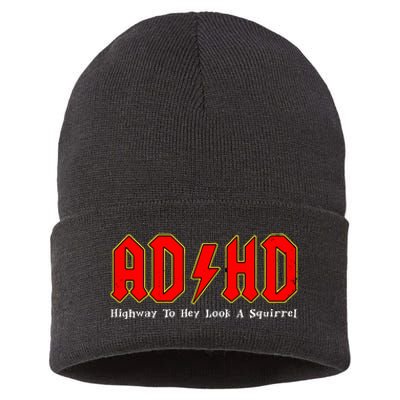 Adhd Highway To... Hey Look A Squirrel Squirrels Animals Sustainable Knit Beanie