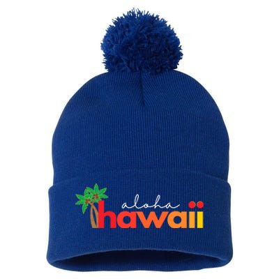 Aloha Hawaii Tropical Vacation Pom Pom 12in Knit Beanie