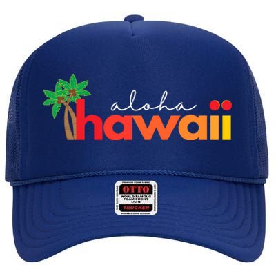 Aloha Hawaii Tropical Vacation High Crown Mesh Back Trucker Hat