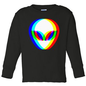 Alien Head Trippy Vaporwave Techno Rave EDM Music Festival Toddler Long Sleeve Shirt