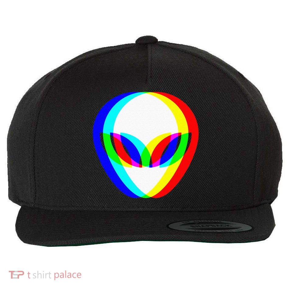 Alien Head Trippy Vaporwave Techno Rave EDM Music Festival Wool Snapback Cap