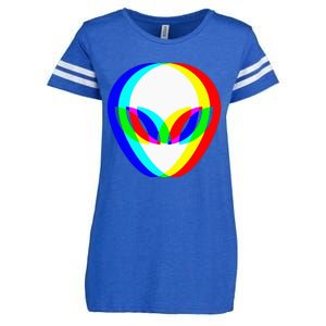 Alien Head Trippy Vaporwave Techno Rave EDM Music Festival Enza Ladies Jersey Football T-Shirt