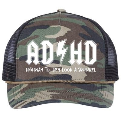 Adhd Highway To Hey Look A Squirrel Retro Rope Trucker Hat Cap