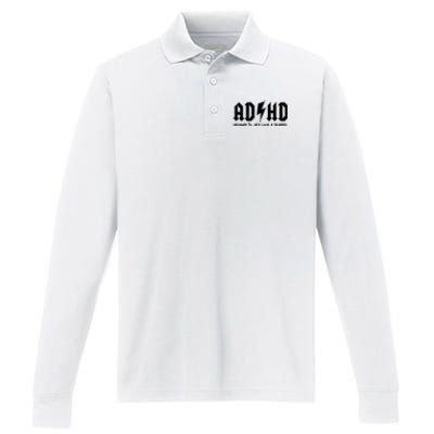 Adhd Highway To Hey Look A Squirrel Performance Long Sleeve Polo