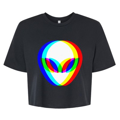 Alien Head Trippy Vaporwave Techno Rave EDM Music Festival Bella+Canvas Jersey Crop Tee