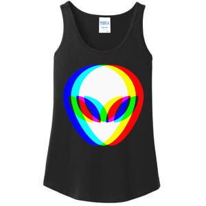 Alien Head Trippy Vaporwave Techno Rave EDM Music Festival Ladies Essential Tank