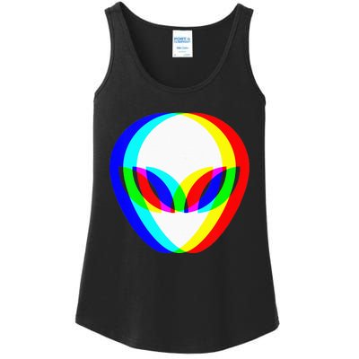 Alien Head Trippy Vaporwave Techno Rave EDM Music Festival Ladies Essential Tank