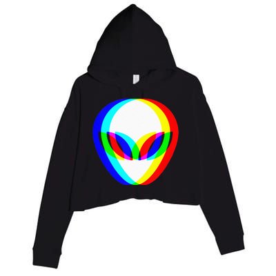 Alien Head Trippy Vaporwave Techno Rave EDM Music Festival Crop Fleece Hoodie