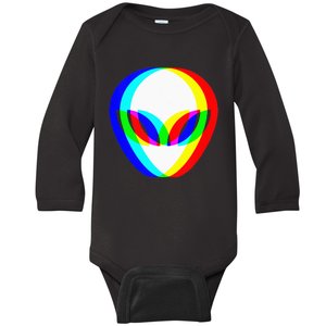 Alien Head Trippy Vaporwave Techno Rave EDM Music Festival Baby Long Sleeve Bodysuit