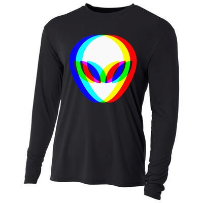 Alien Head Trippy Vaporwave Techno Rave EDM Music Festival Cooling Performance Long Sleeve Crew