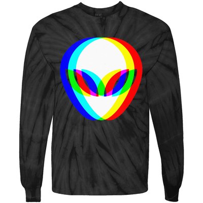 Alien Head Trippy Vaporwave Techno Rave EDM Music Festival Tie-Dye Long Sleeve Shirt