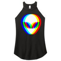 Alien Head Trippy Vaporwave Techno Rave EDM Music Festival Women’s Perfect Tri Rocker Tank