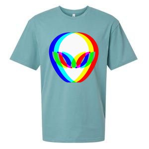 Alien Head Trippy Vaporwave Techno Rave EDM Music Festival Sueded Cloud Jersey T-Shirt