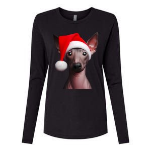 American Hairless Terrier With Santa Hat Christmas Dog Mom Meaningful Gift Womens Cotton Relaxed Long Sleeve T-Shirt