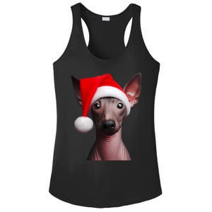 American Hairless Terrier With Santa Hat Christmas Dog Mom Meaningful Gift Ladies PosiCharge Competitor Racerback Tank