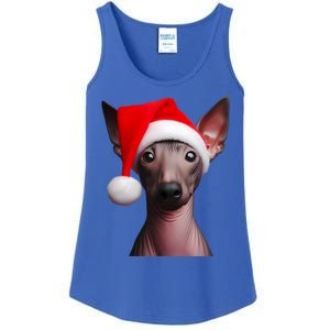 American Hairless Terrier With Santa Hat Christmas Dog Mom Meaningful Gift Ladies Essential Tank