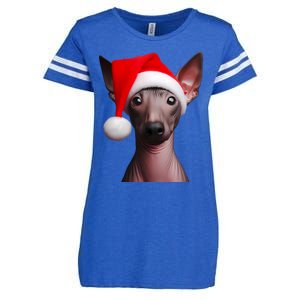 American Hairless Terrier With Santa Hat Christmas Dog Mom Meaningful Gift Enza Ladies Jersey Football T-Shirt