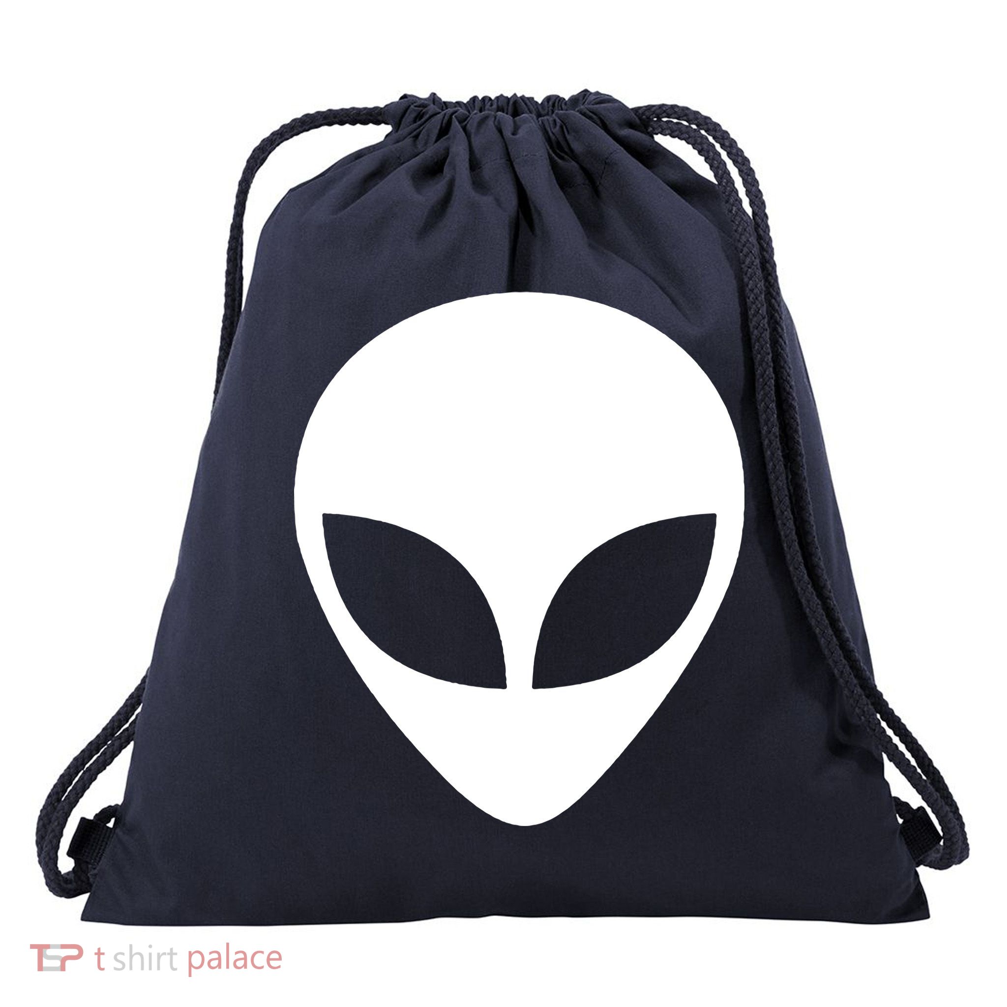Alien Head T Shirt UFO Aliens T Shirt Drawstring Bag