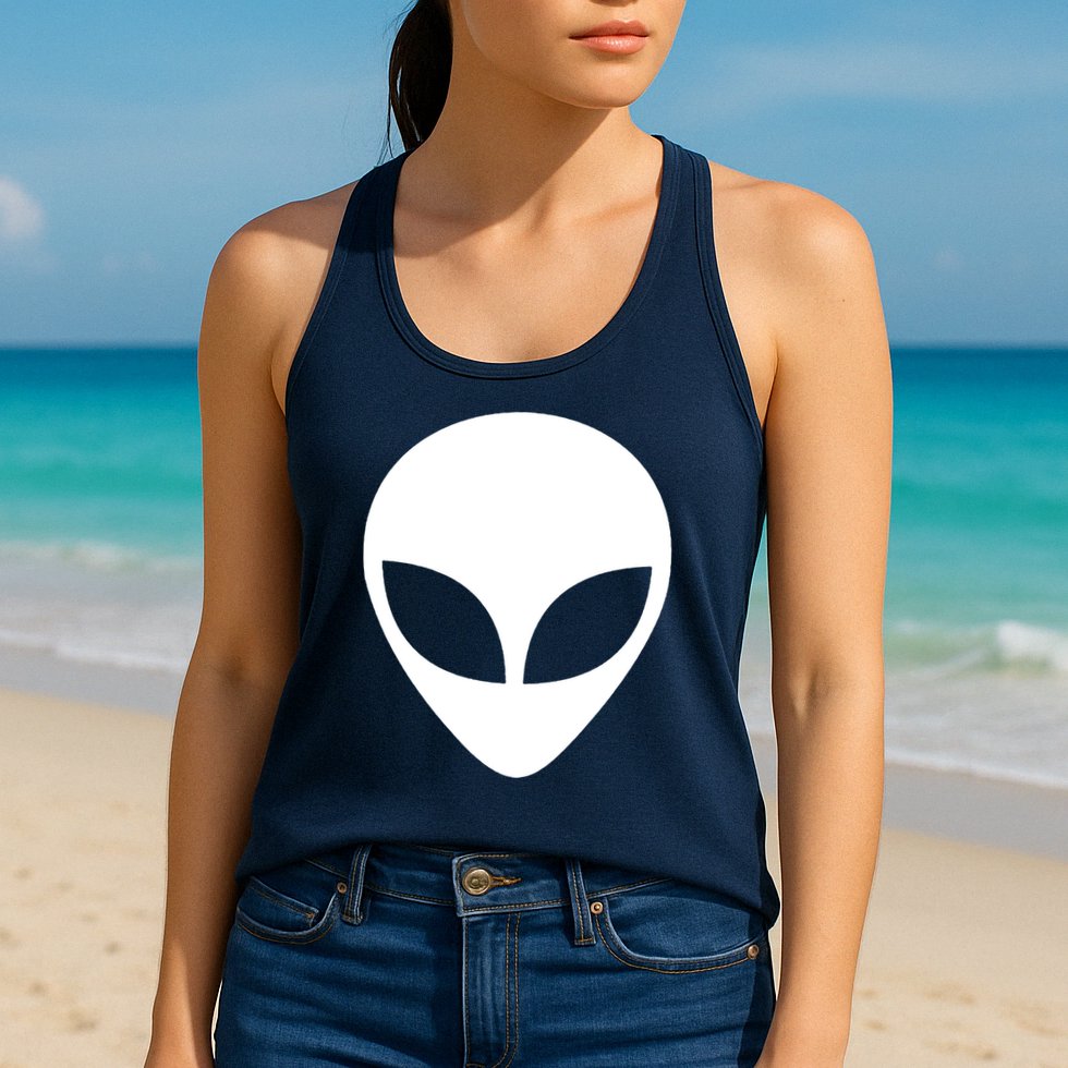 Alien Head T Shirt UFO Aliens T Shirt Womens Tank Top
