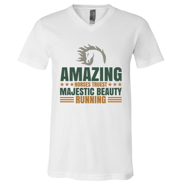 Amazing Horses Trust Majestic Beauty Running V-Neck T-Shirt