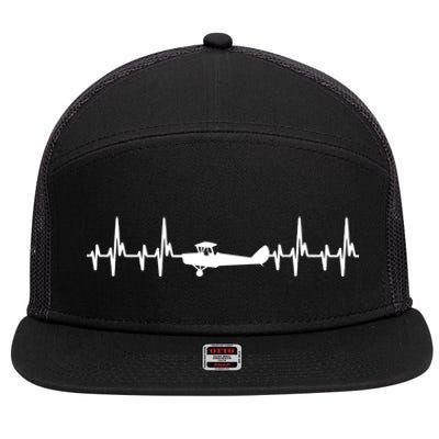 Airplane Heartbeat Tee Pilot Airplanes Pilots Christmas Gift 7 Panel Mesh Trucker Snapback Hat