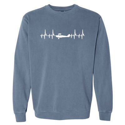 Airplane Heartbeat Tee Pilot Airplanes Pilots Christmas Gift Garment-Dyed Sweatshirt