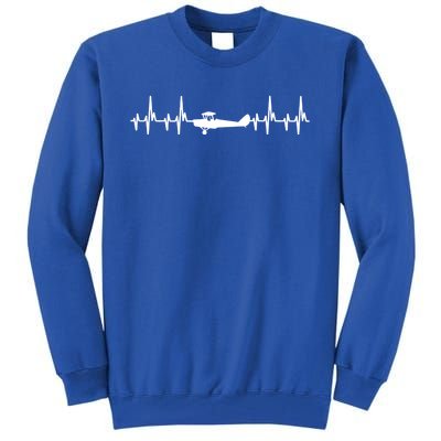 Airplane Heartbeat Tee Pilot Airplanes Pilots Christmas Gift Tall Sweatshirt