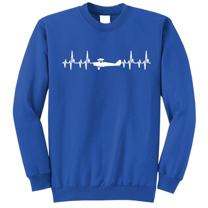 Airplane Heartbeat Tee Pilot Airplanes Pilots Christmas Gift Tall Sweatshirt