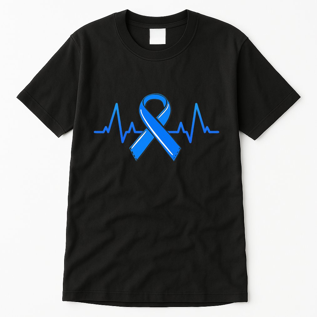 ALS Heartbeat Tee Family Blue Ribbon Awareness Warrior Tall T-Shirt
