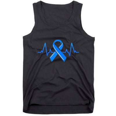 ALS Heartbeat Tee Family Blue Ribbon Awareness Warrior Tank Top