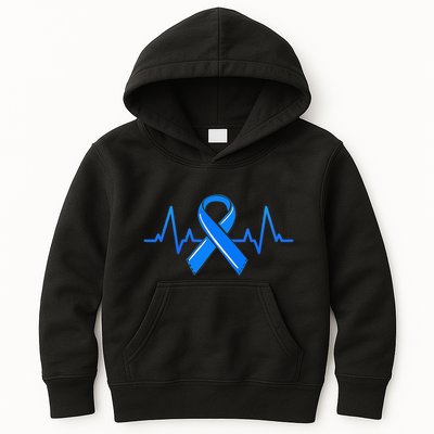 ALS Heartbeat Tee Family Blue Ribbon Awareness Warrior Kids Hoodie