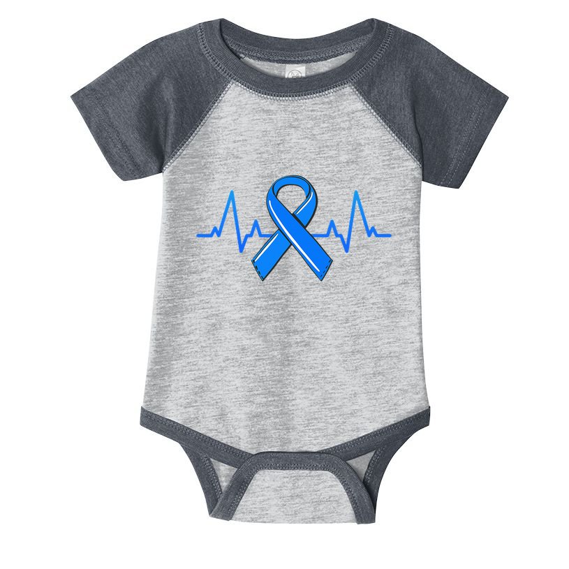 ALS Heartbeat Tee Family Blue Ribbon Awareness Warrior Infant Baby Jersey Bodysuit