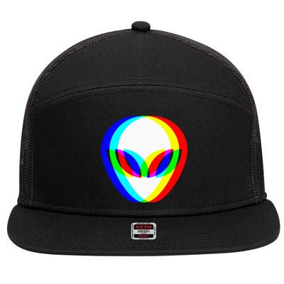 Alien Head Trippy Vaporwave Techno Rave Edm Music Festival 7 Panel Mesh Trucker Snapback Hat