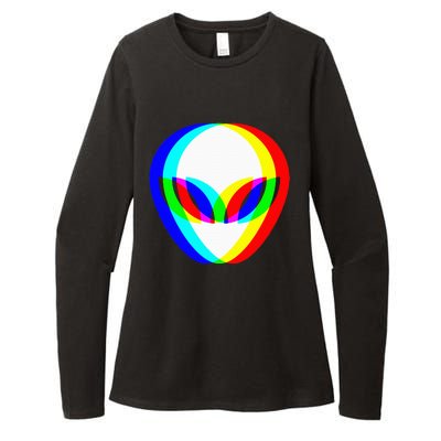 Alien Head Trippy Vaporwave Techno Rave Edm Music Festival Womens CVC Long Sleeve Shirt