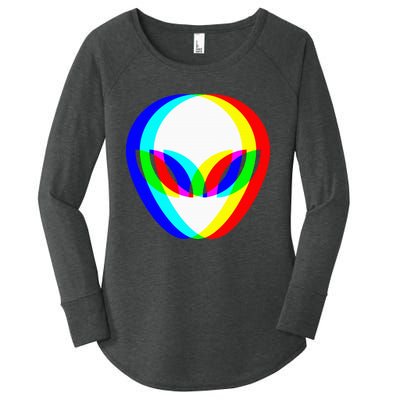 Alien Head Trippy Vaporwave Techno Rave Edm Music Festival Women's Perfect Tri Tunic Long Sleeve Shirt