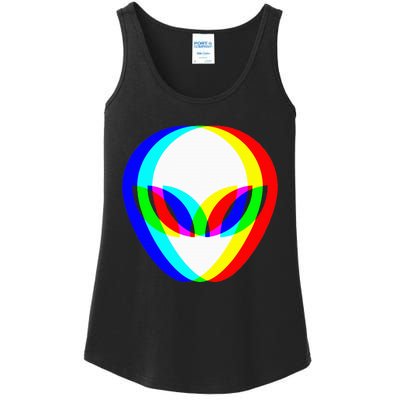 Alien Head Trippy Vaporwave Techno Rave Edm Music Festival Ladies Essential Tank