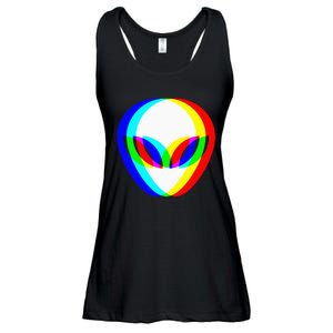 Alien Head Trippy Vaporwave Techno Rave Edm Music Festival Ladies Essential Flowy Tank