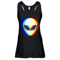 Alien Head Trippy Vaporwave Techno Rave Edm Music Festival Ladies Essential Flowy Tank