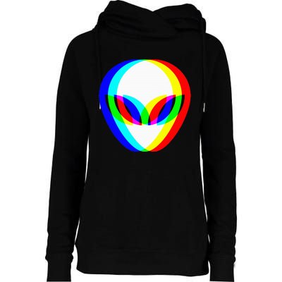 Alien Head Trippy Vaporwave Techno Rave Edm Music Festival Womens Funnel Neck Pullover Hood