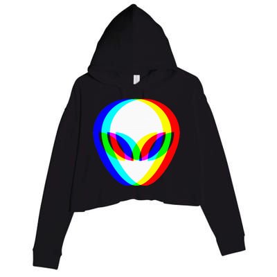 Alien Head Trippy Vaporwave Techno Rave Edm Music Festival Crop Fleece Hoodie