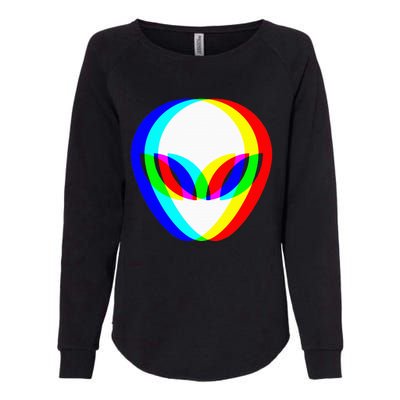 Alien Head Trippy Vaporwave Techno Rave Edm Music Festival Womens California Wash Sweatshirt