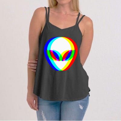 Alien Head Trippy Vaporwave Techno Rave Edm Music Festival Women's Strappy Tank