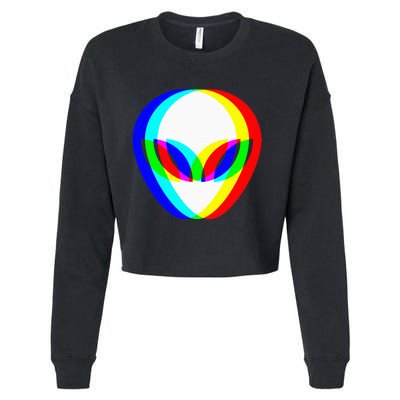 Alien Head Trippy Vaporwave Techno Rave Edm Music Festival Cropped Pullover Crew