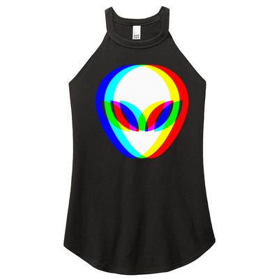 Alien Head Trippy Vaporwave Techno Rave Edm Music Festival Women's Perfect Tri Rocker Tank