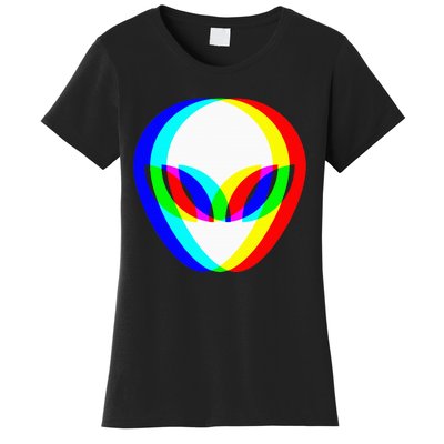 Alien Head Trippy Vaporwave Techno Rave Edm Music Festival Women's T-Shirt