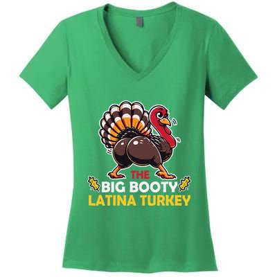 Adult Humor Thanksgiving Big Booty Latina Turkey Matching Women's V-Neck T-Shirt