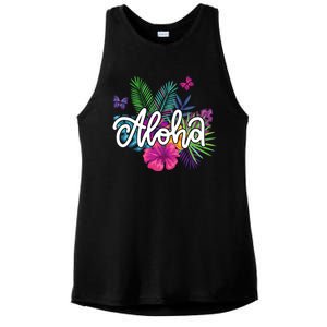 Aloha Hawaii Tropical Beach Ladies PosiCharge Tri-Blend Wicking Tank