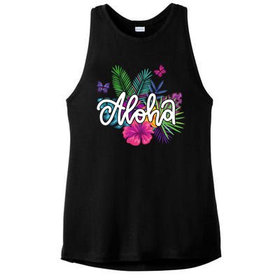 Aloha Hawaii Tropical Beach Ladies PosiCharge Tri-Blend Wicking Tank